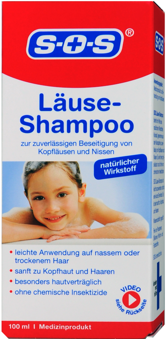 SOS Kinder Läuse Shampoo Befreit von Kopfläusen und Nissen, 100 ml
